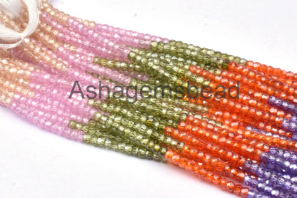Amazing Zircon Multi Color Rondelle Shape Micro Faceted Beads,13" Strand 3mm Multi Zircon Faceted gemstone Bead cubic Zircon Micro Cut Beads