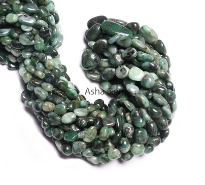Beautiful Green Emerald Smooth Nugget Gemstone Loose Beads,Sakota Emerald Tumble Handmade Graduation Size Emerald Bead Necklace Jewelry SALE (AG 22301)