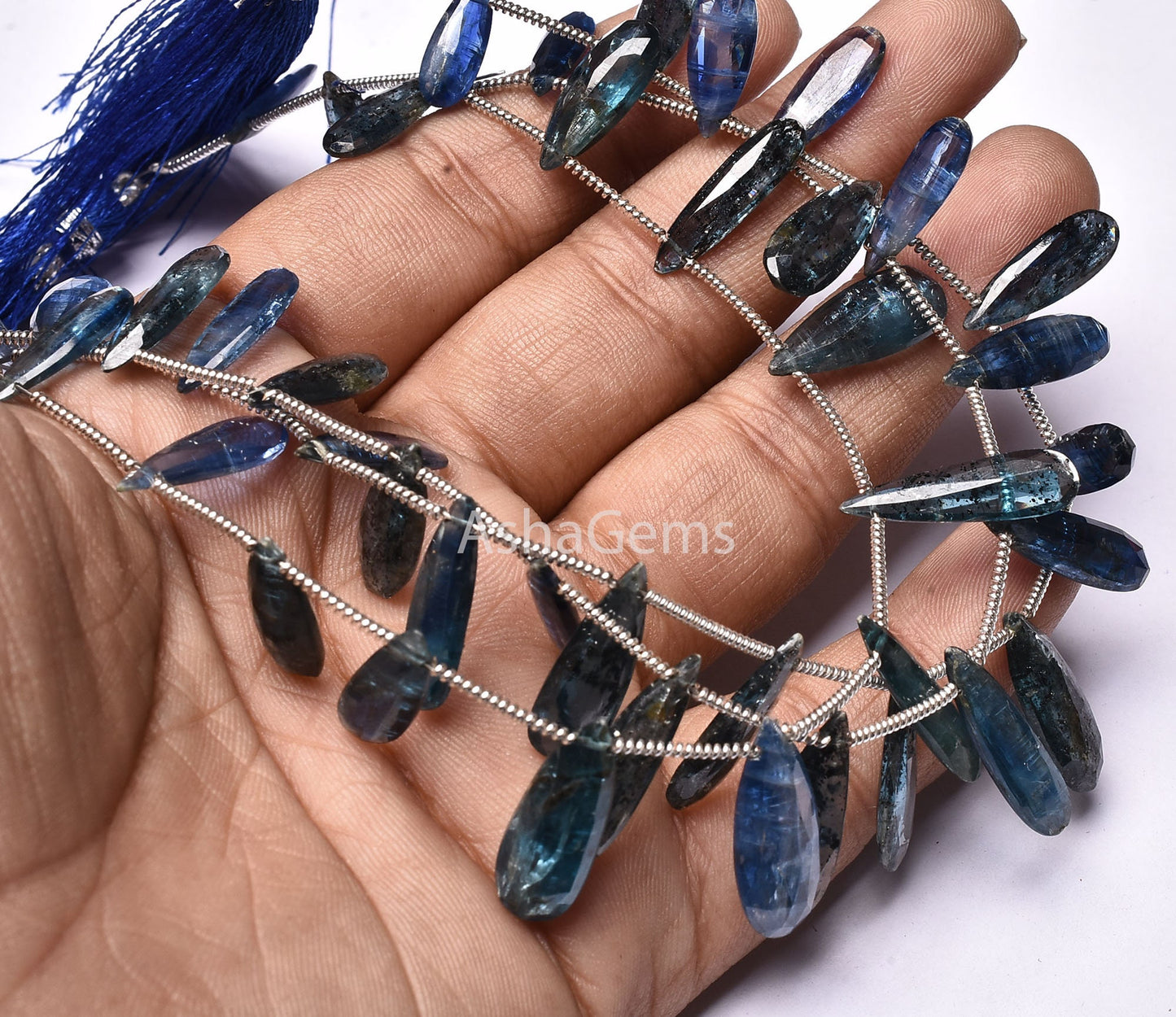 AAA Natural Kyanite Faceted Long Pear Shape Beads, Indigo Blue Kyanite Teardrop Beads, Kyanite Fancy Pear Gemstone Beads Jewelry Making SALE