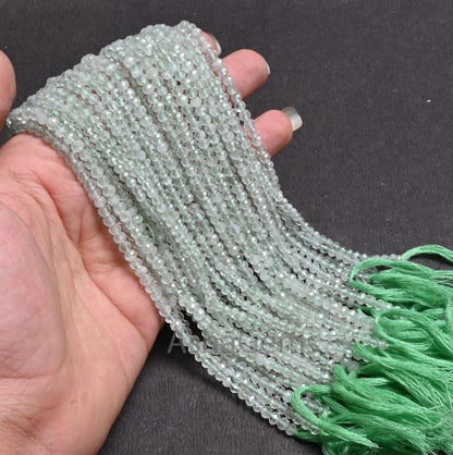 Beautiful Green Amethyst faceted machine cut Rondelle Gemstone Loose Beads,12.5" Fine Natural Green Amethyst Micro Cut Beads Jewelry Crafts