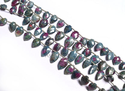 Beautiful Ruby Kyanite Fancy Shape Gemstone Beads,8" Natural Ruby Kyanite Side Drill Briolette Faceted Beads, Fine Ruby Kyanite Bead Jewelry