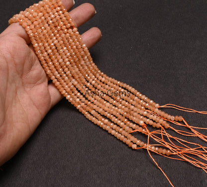 Beautiful Peach Jade Quartz faceted Rondelle Shape Loose Beads,13.5" Fine Peach Jade Quartz machine cut Bead,4.5 mm jade Beads Jewelry Craft (AG 15201)