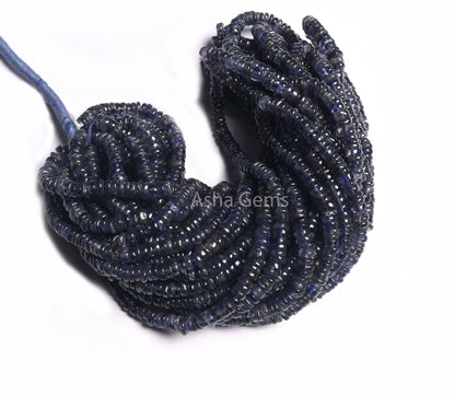 Fine Quality Iolite Smooth Flat Tyre Beads, Natural Blue Iolite Heishi Tyre Gemstone Beads,Iolite Wheel Shape Bead Jewelry Making Craft SALE