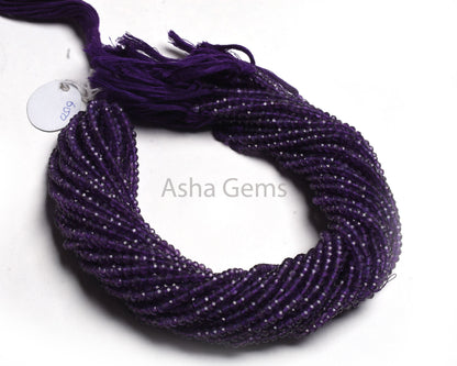 AAA Quality Amethyst Beads,3.70 mm Purple Amethyst Micro Cut Faceted Rondelle Beads,13" Strand Amethyst Machine Cut Gemstone Beads Jewelry