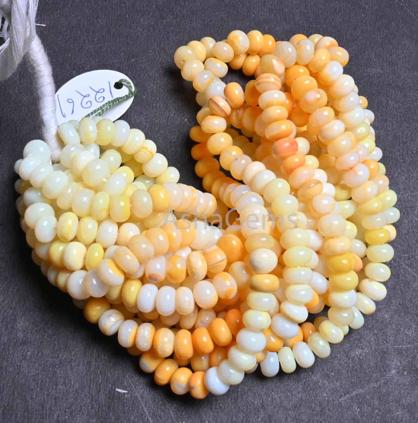 Beautiful Shaded Yellow Orange Opal Smooth Rondelle Gemstone beads,16"Strand AAA Opal Plain Handmade Bead Jewelry making Necklace Craft SALE