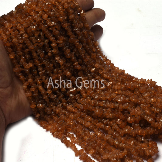 Natural Hessonite Garnet Uncut Chip beads,34" strand Garnet Bead Fine Brown hessonite garnet smooth raw rough Uneven Tiny Chip beads Jewelry