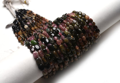 13" Strand Natural Multi Tourmaline Smooth Oval Shape Gemstone beads, Shaded Tourmaline Plain handmade Oval Bead Tourmaline Handicraft SALE