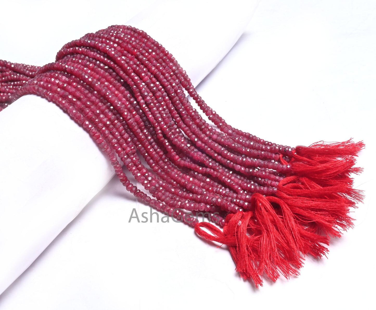 Red Ruby Corundum Faceted Beads,12.5" Ruby Indian Cut Rondelle gemstone beads, Ruby Corrundum Indian Cut beads For Necklace Jewelry Crafts