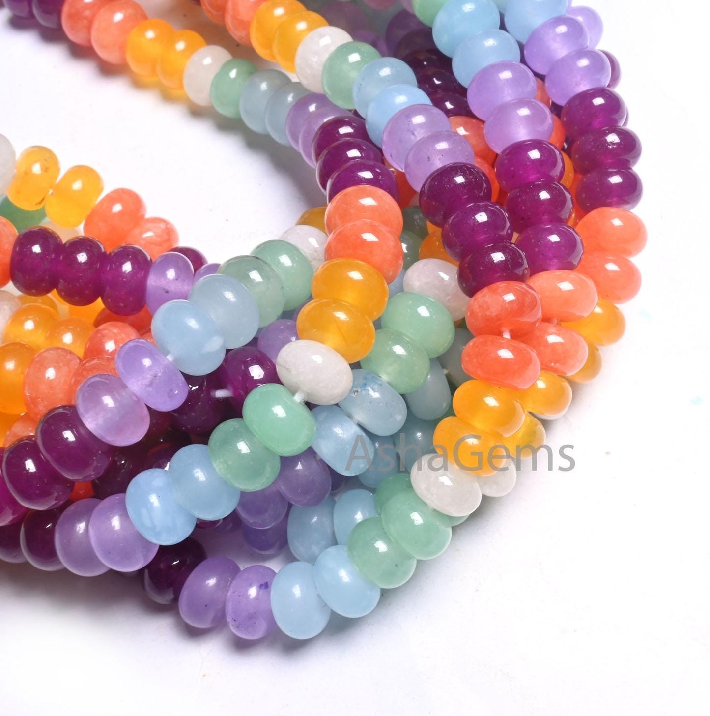 Beautiful Mix Color Quartz Smooth Rondelle Beads,8 mm Rainbow Disco Color Jade Quartz Multi Shaded Gemstone Colorful Beads Jewelry Necklace(AG 12311)