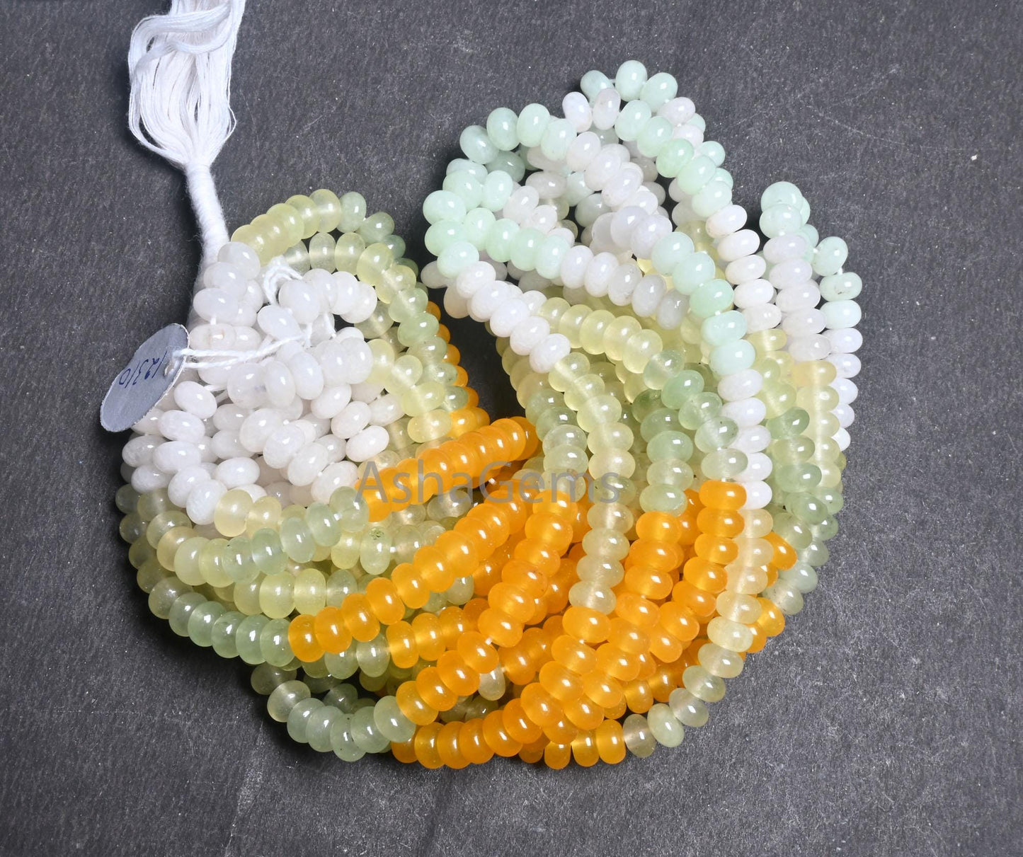 8 mm Beautiful Multi Color Quartz Smooth Rondelle Gemstone Beads, Shaded Yellow Lemon Green, White Mix Color Jade Quartz Beads Jewelry SALE (AG 12310)