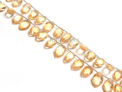 AAA Quality Citrine Faceted Marquise Shape Briolette Gemstone Beads, Natural Yellow Citrine Marquise Side Drill Beads, Citrine Bead Jewelry