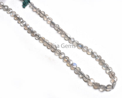 Fine Quality Labradorite Faceted Coin Shape Beads,5 mm,Natural Multi Blue Fire Labradorite Machine Cut Gemstone Beads Flshy Fire Labradorite