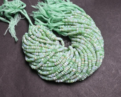 Shaded Green Opal Flat Rondelle Uneven Shape Handmade Beads, parrot Green Opal Gemstone Loose Beads, Mint Opal Beads Jewelry Handicraft SALE