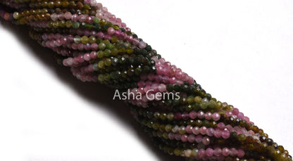 3 mm Multi Tourmaline Micro Faceted Round Shape Gemstone Beads, Natural Tourmaline Machine Cut Round Ball Beads,Fine Tourmaline Bead Jewelry
