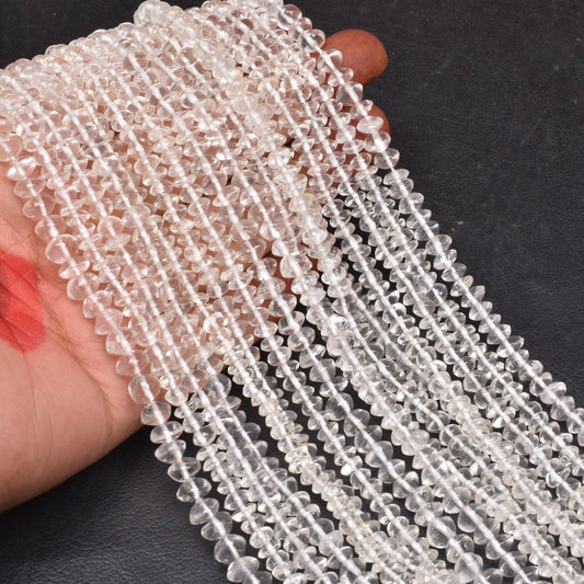 Natural Crystal Quartz Smooth Button Shape Gemstone Beads,13" Clear Crystal Plain Button, White Crystal beads handmade jewelry Crafts SALE