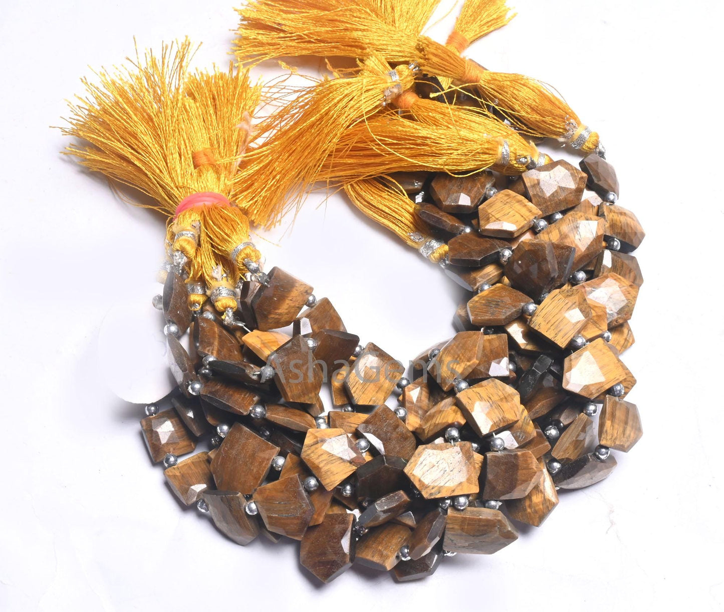 Beautiful Tiger Eye Fancy Gate Shape Gemstone Beads,8" Natural Tiger Eye faceted Briolette Side Drill  Tiger Eye Beads Jewelry Crafts SALE (AG 18677 )