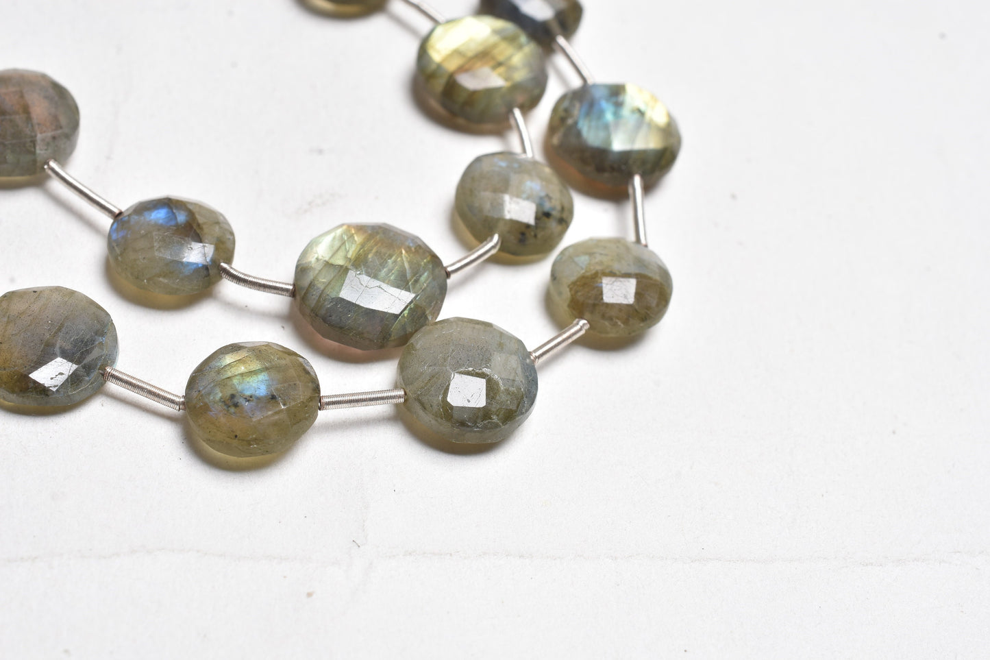 Beautiful Labradorite Faceted Coin Shape Gemstone Beads,10-12 mm Labradorite Beads, Flashy Black rainbow Coin Briolette Straight Drill Beads