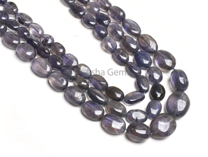 Beautiful Natural Iolite Smooth Oval Handmade Beads,16" Fine Blue Iolite Plain Oval Straight Drill Gemstone Beads, Iolite Beads Jewelry SALE
