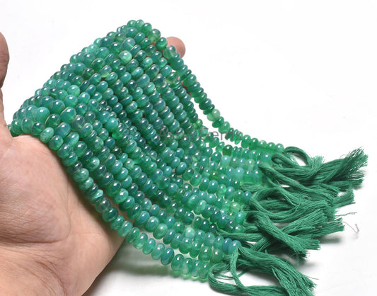 Green Onyx Smooth Rondelle Shape Beads,12.5" Strand Onyx Plain handmade Gemstone Loose Beads, green Onyx Beads For Jewelry Making Craft SALE