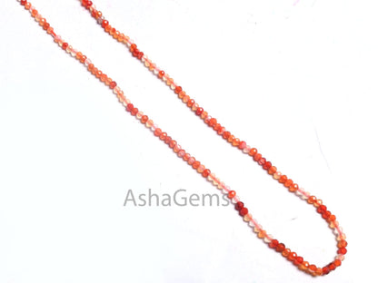 Beautiful Orange Carnelian Micro Faceted Beads,2 mm, Natural Carnelian Rondelle Shape Micro Cut Bead, Carnelian Shaded Beads, Jewelry Making