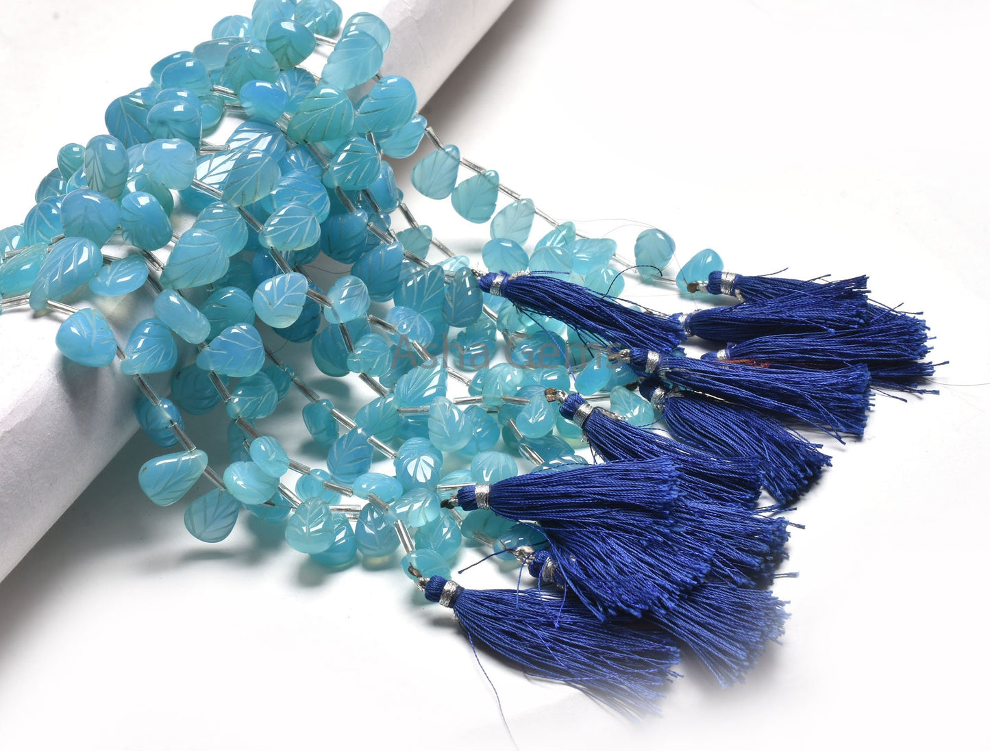 Blue chalcedony Carving Pears Shape beads,9' strand Chalcedony Carved Teardrop Beads, AAA Blue Chalcedony Carve Beads Gemstone Handmade SALE