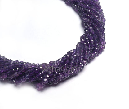 Fine Quality African Amethyst Faceted Rondelle Shape Beads,13"Natural Purple Amethyst Indian Machine Cut Gemstone Amethyst Bead Jewelry SALE