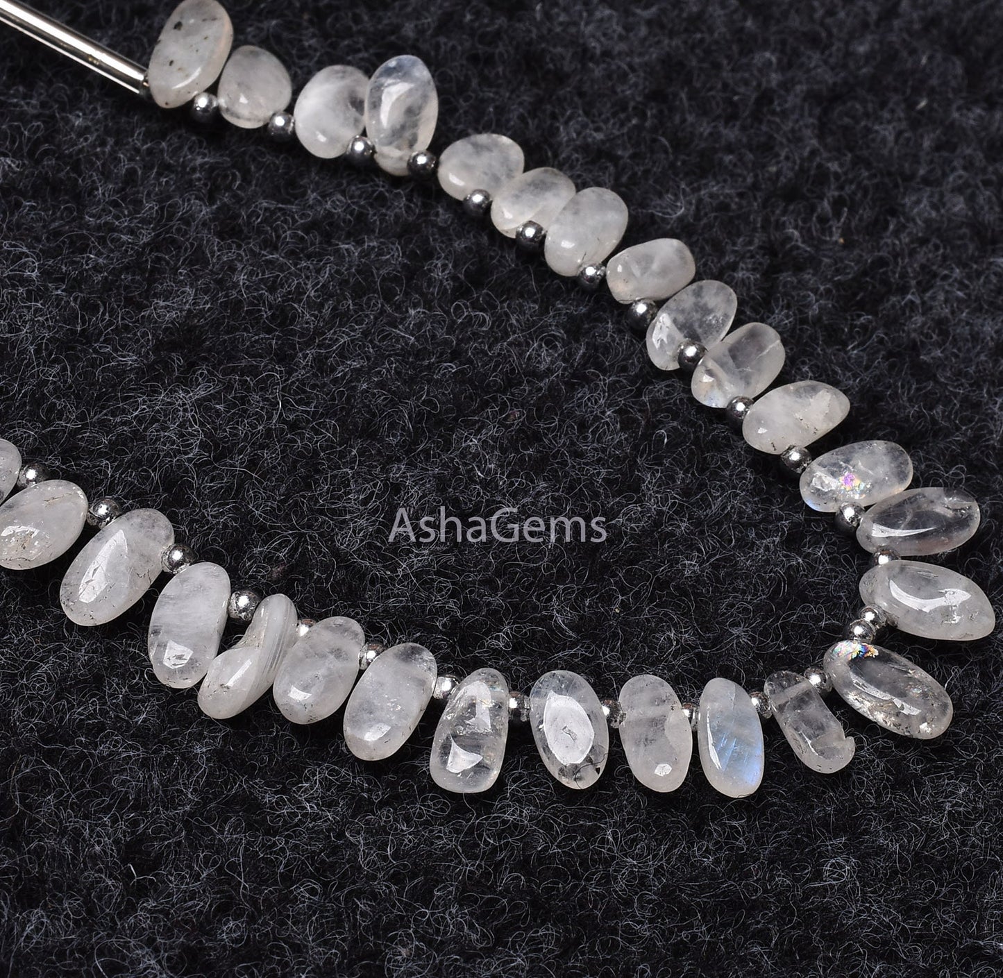 Amazing Flash Rainbow Moonstone Beads, Natural White Moonstone Loose Beads, Handmade Uneven Oval Shape Beads For Jewelry Making Crafts SALE