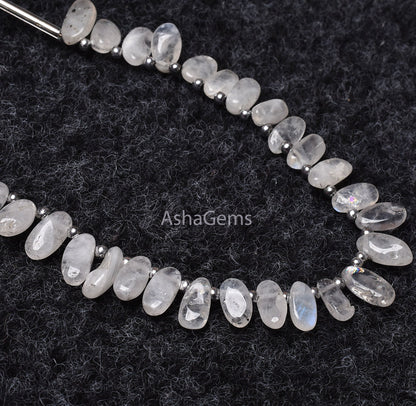 Amazing Flash Rainbow Moonstone Beads, Natural White Moonstone Loose Beads, Handmade Uneven Oval Shape Beads For Jewelry Making Crafts SALE