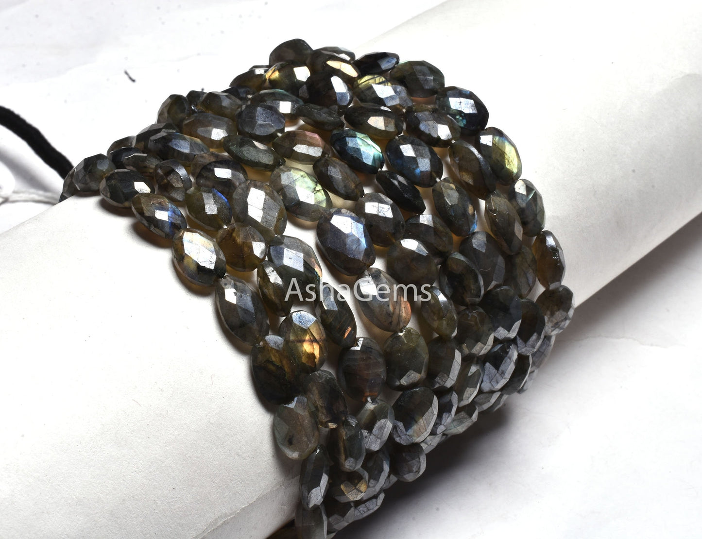 9" Strand Labradorite Silver Coated Faceted Mani Oval Shape Checker Cut Gemstone Beads, Labradorite Oval Beads For Jewelry Making craft sale