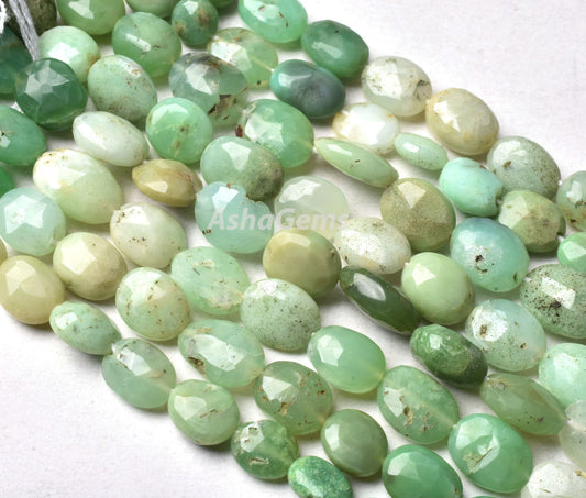 Natural Shaded Green Chrysoprase Oval Shape Gemstone Beads,Beautiful Chrysoprase Faceted Oval Beads,Briolette Chrysoprase Jewelry Making