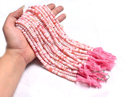 Beautiful Pink Opal Flat Rondelle Gemstone Beads,12" Shaded Pink Opal Plain Handmade Uneven Rondelle Opal Beads Necklace Jewelry making SALE