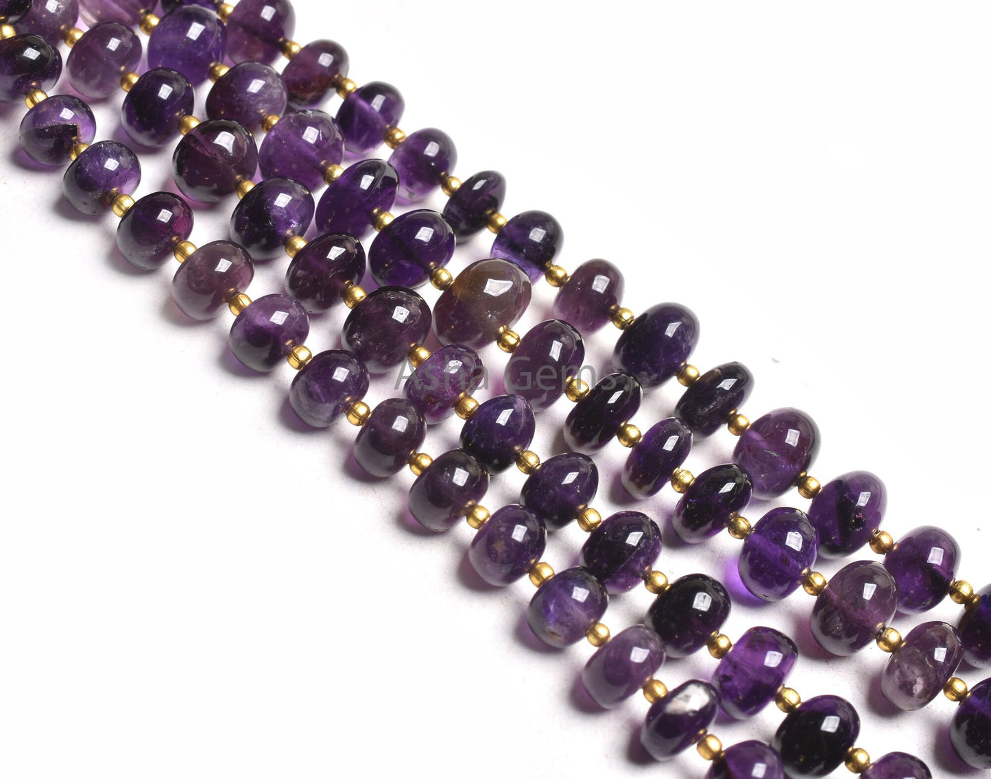 Natural Purple Amethyst Smooth Rondelle Shape Beads, African Amethyst Plain Handmade Center Drill Gemstone Loose Beads, Amethyst Bead Crafts