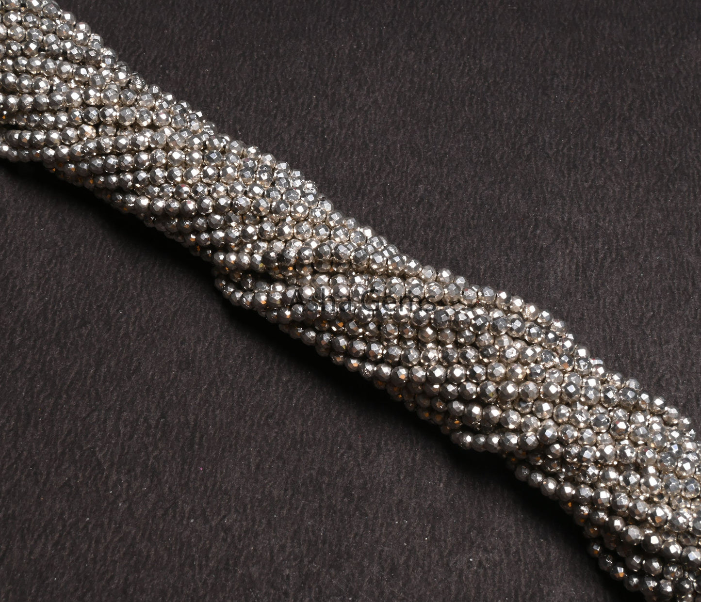 AAA Quality Silver Pyrite Micro Cut Beads,13" Strand,2.5 mm,Beautiful Natural Silver Pyrite Faceted Rondelle Shape Gemstone Beads, Pyrite
