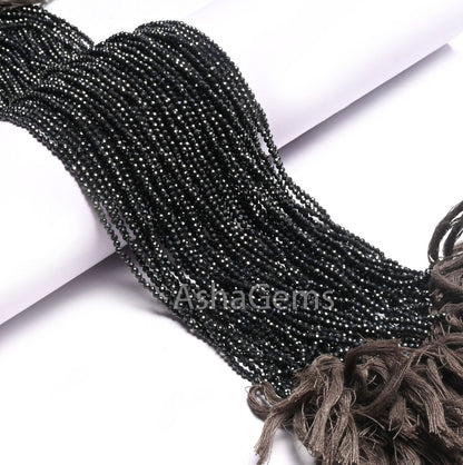 AAA Spinel Grey Coated Faceted Micro Cut Rondelle Gemstone Loose Beads,2.2 mm Black Spinel Diamond Coated Machine Cut Spinal Beads Jewelry