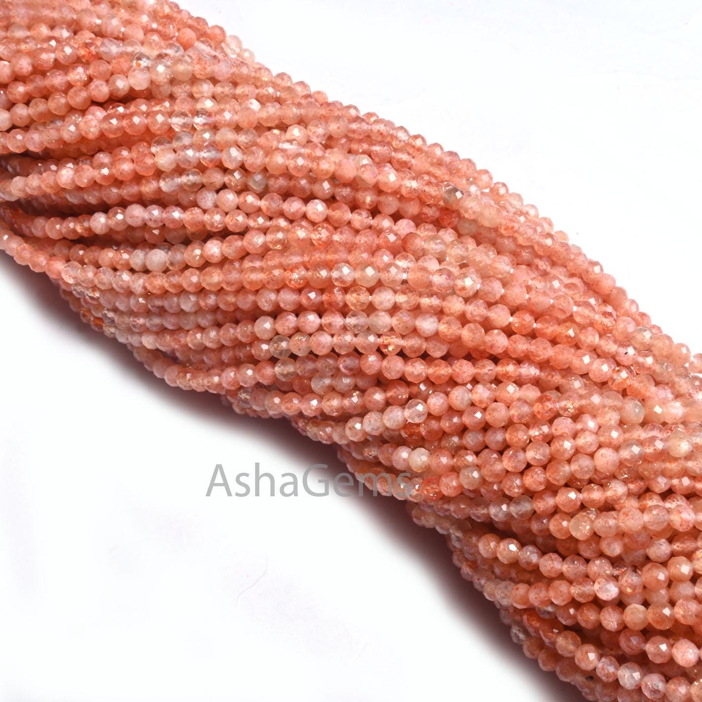 AAA Quality Natural Sunstone Micro Cut Gemstone Beads,3.5 mm Shaded Sunstone Machine Cut Rondelle Sunstone Beads Jewelry Making Crafts SALE