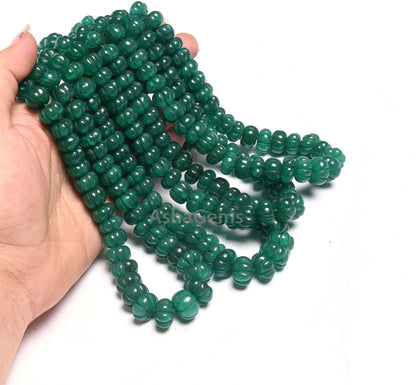 16"Strand Green Quartz Carved Pumpkin Beads, Quartz Carving Watermelon Gemstone Beads,Fine Green Quartz Handmade carve Rondelle Bead Jewelry