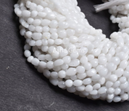 Beautiful White Agate Smooth Nugget Shape Beads,13 Inch Strand White Gemstone Loose Beads, Natural Agate Tumble Plain Pebble Jewelry Crafts