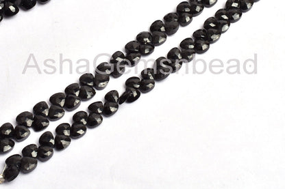 5mm AAA Quality Natural Black Spinel Faceted Heart Shape Beads, Black Spinel Machine Cut Tiny Heart Briolette Gemstone Bead  Jewelry Makings