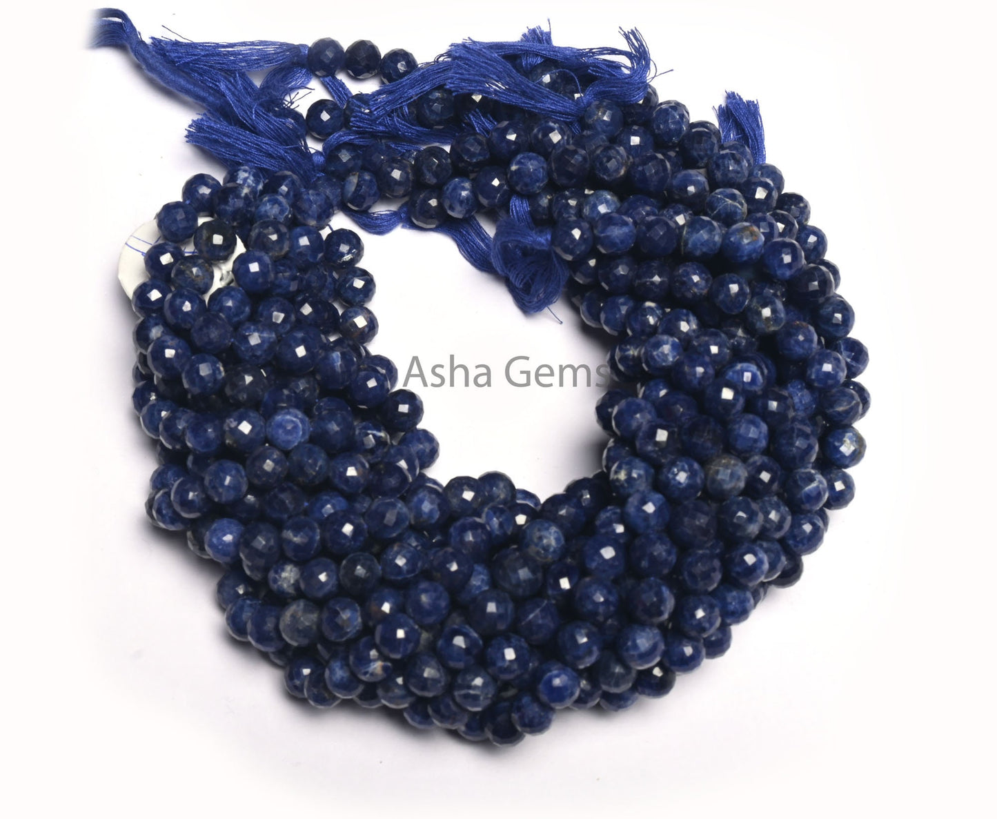 8mm Fine Blue Sodalite Faceted Round Shape Beads, Natural Blue Sodalite Indian Cut Round Ball Gemstone Beads, Sodalite Bead Jewelry Necklace