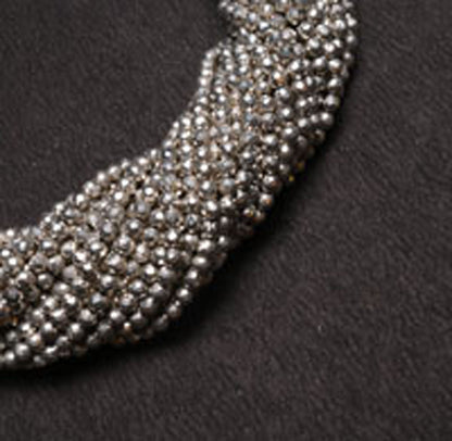 AAA Quality Silver Pyrite Micro Cut Beads,13" Strand,2.5 mm,Beautiful Natural Silver Pyrite Faceted Rondelle Shape Gemstone Beads, Pyrite