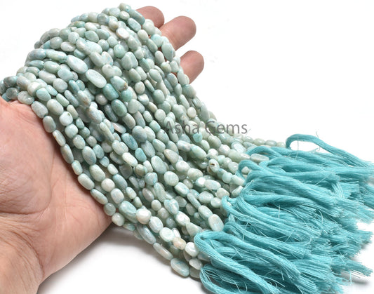 Beautiful Blue Amazonite Smooth Tiny Nugget Shape Beads,13"Natural Amazonite Handmade Plain Nugget Straight Drill Gemstone Bead Jewelry SALE