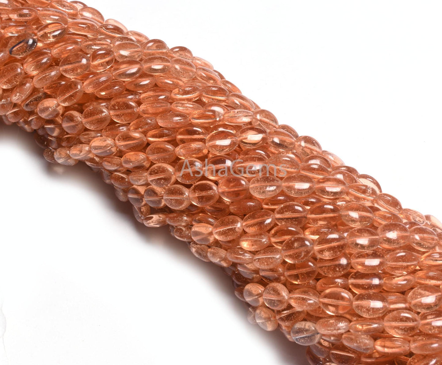 6.5-8 mm Fine Quality Creamy Peach Quartz Hydro Smooth Oval Shape Beads,13" Peach Hydro Plain Oval handmade Loose Beads Jewelry Making Craft