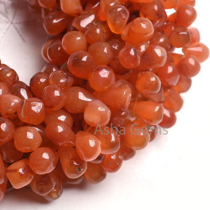 8" Strand Red Carnelian Smooth Handmade Drop Beads Uneven Plain Handmade Teardrop Side Drill Gemstone carnelian Beads Jewelry making SALE
