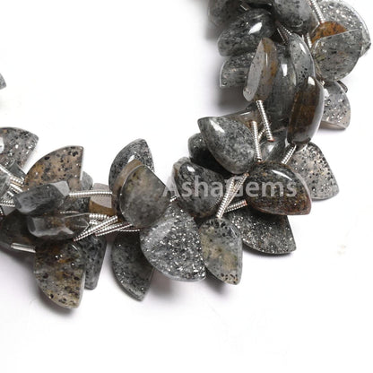 Natural Black sunstone Fancy Keri Shape Gemstone Loose Beads, Fine Sunstone fancy One Side Flat Table Side Drill Handmade Beads Jewelry SALE