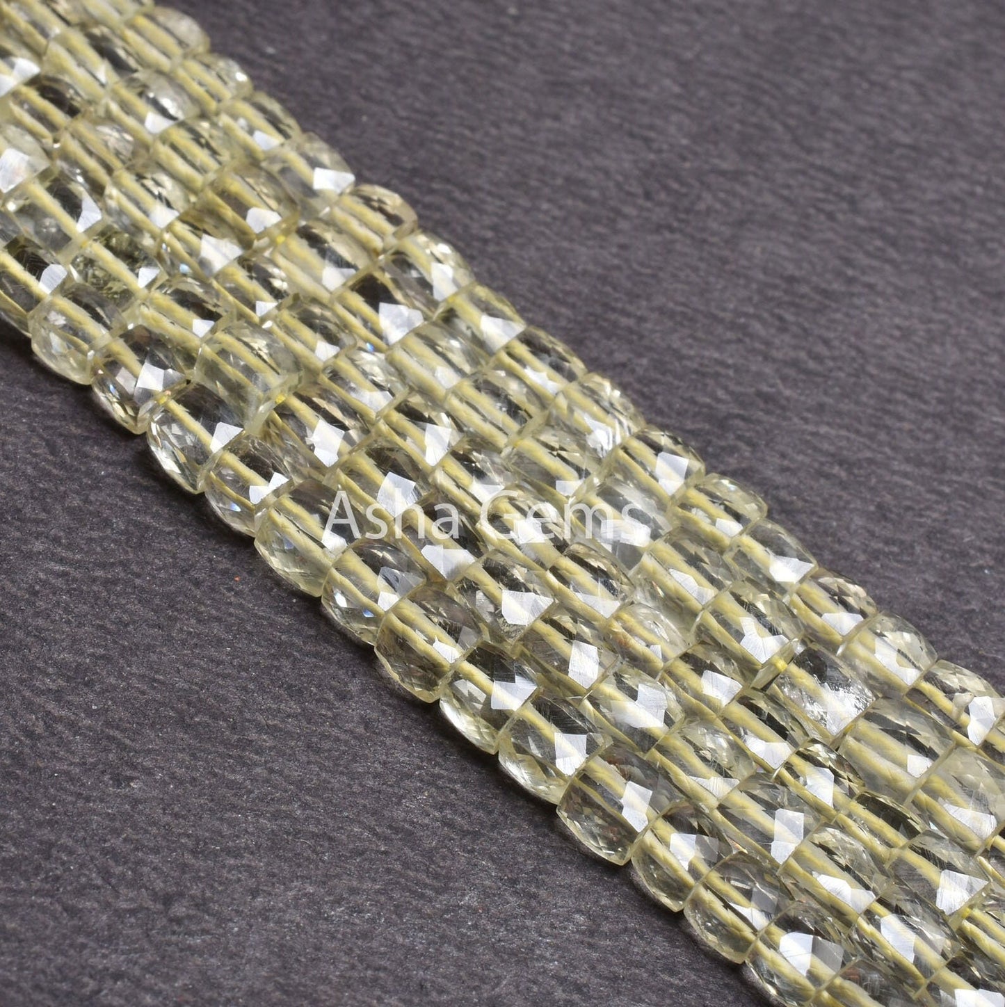 Natural Lemon Quartz Faceted Box Shape Beads,9" Natural Yellow Lemon Tiny 3D Cube Box Gemstone Center Drill Beads Jewelry Making Craft SALE