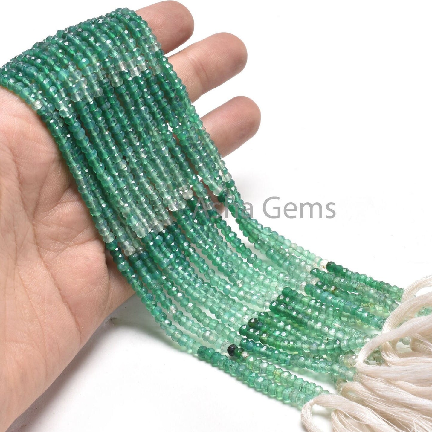 3.5 mm AAA Quality Shaded Green Onyx Faceted Rondelle Beads, Green Onyx Indian Machine Cut Gemstone Beads, Onyx Beads Jewelry Making Crafts