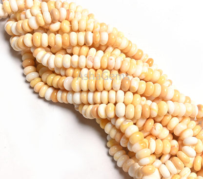 Yellow Opal Smooth Rondelle Shape Beads,8,16" Strand Yellow Shaded Opal Plain Gemstone Handmade Beads For Jewelry, AAA Yellow Opal Bead Sale