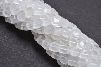 White Crystal quartz faceted 3D Cube Box Beads, Natural Crystal beads,8" Crystal faceted Cube Box Gemstone Beads Jewelry Making Crafts SALE