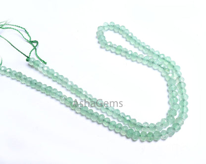 4.5 mm Beautiful Light Green Jade Quartz Faceted Gemstone Beads, Fine Green Jade Machine Cut Rondelle Beads, Jade Beads Jewelry Crafts SALE