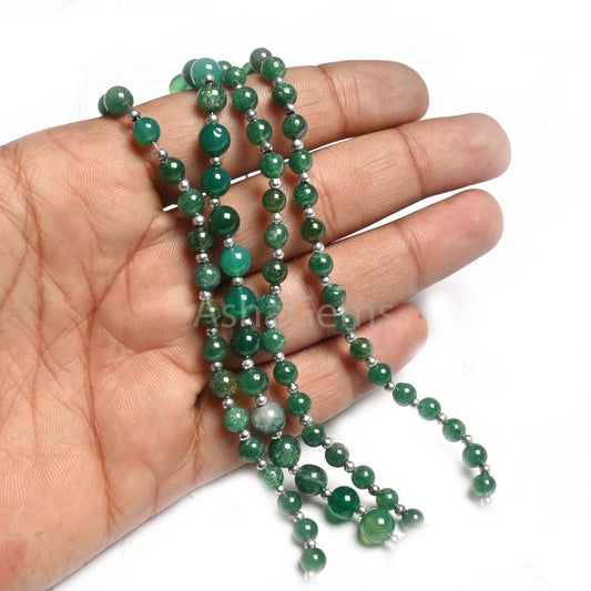 Beautiful Green Onyx Smooth Round Shape Gemstone Beads, Shaded Green Onyx Round Ball handmade  Beads, Onyx Plain Beads Jewelry Making Crafts